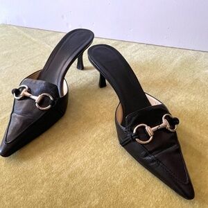 Women’s Black Leather Gucci Mules Size 8